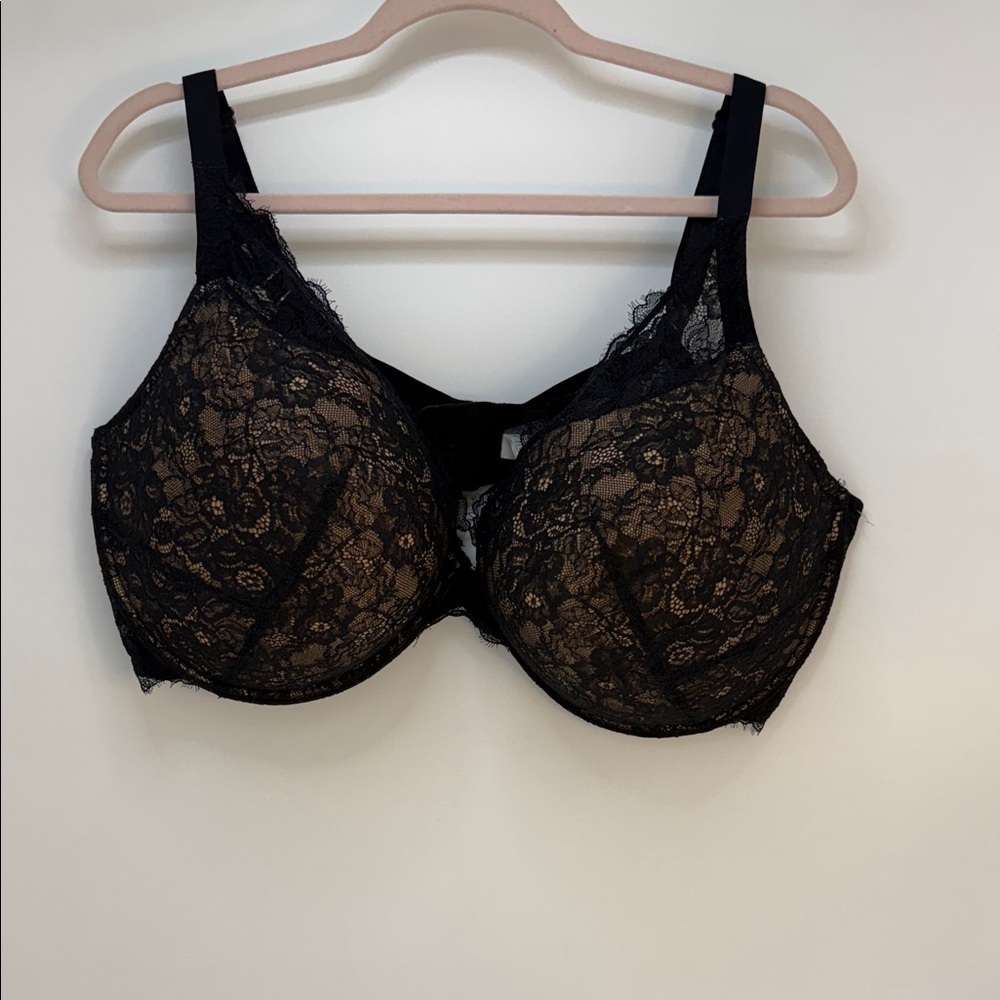 Auden Elegant Sublime Lace Plunge Push-Up Bra Black Lace Bra 46DDD